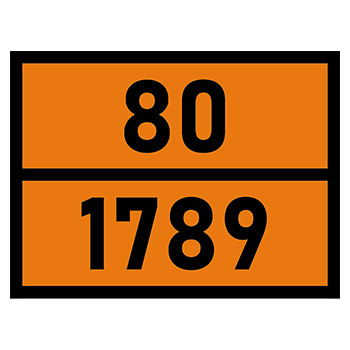 Табличка «Опасный груз 80-1789», Соляная кислота (светоотражающая пленка, 400х300 мм)